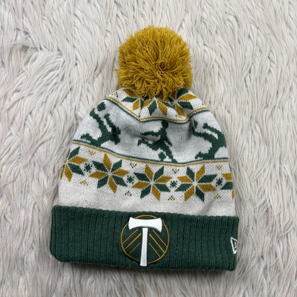 New Era Men's Unisex OS Portland Timbers Fair Isle Beanie Hat MLS Green